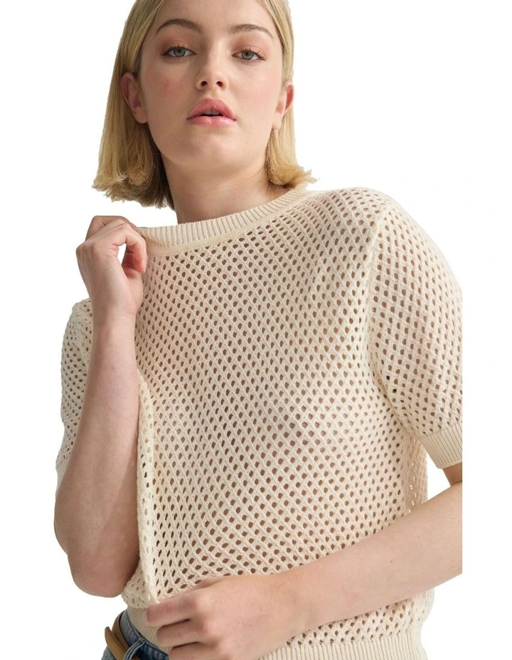 Luna Cotton Knit Top in Ivory image 4