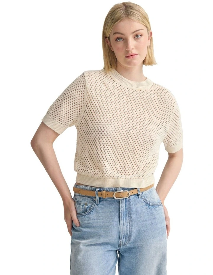 Luna Cotton Knit Top in Ivory image 5