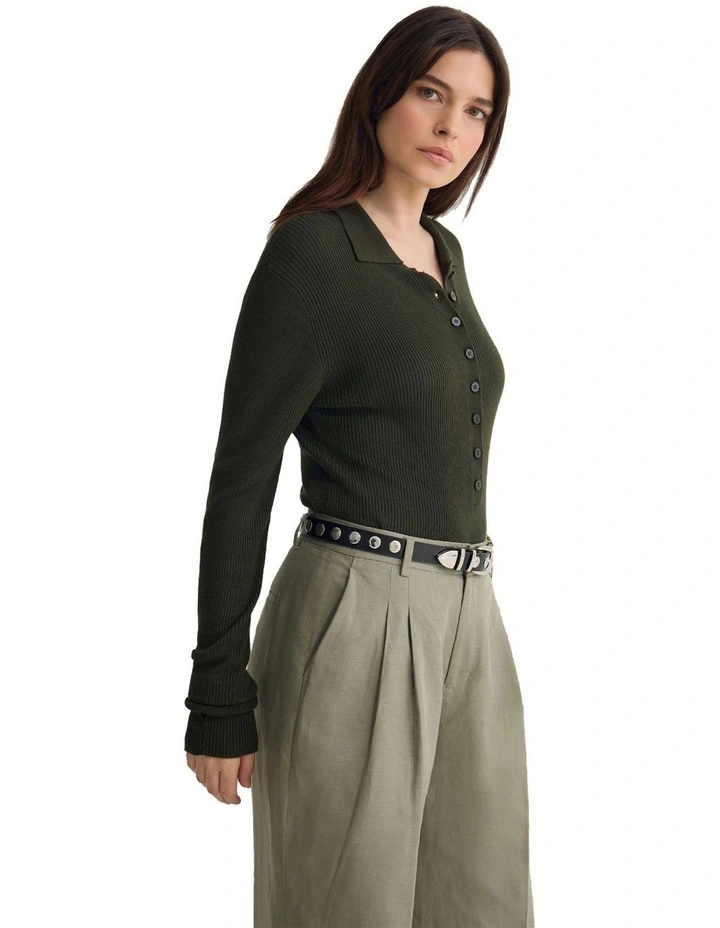Onyx Ribbed Bodysuit in Olive image 3