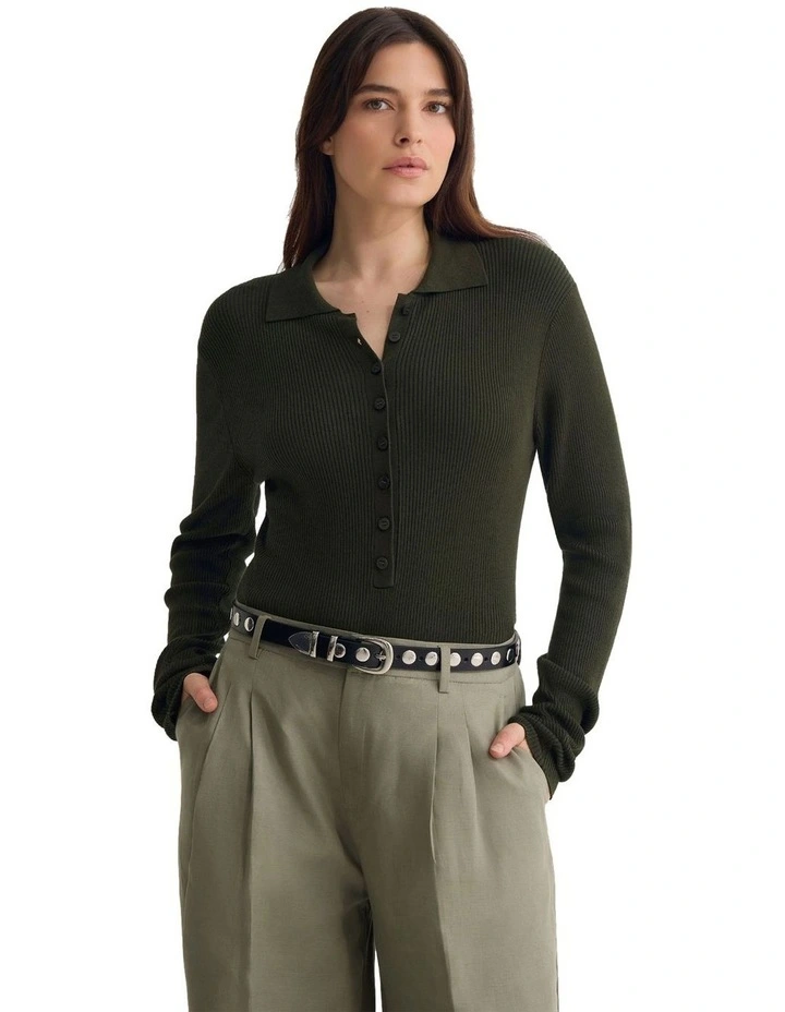 Onyx Ribbed Bodysuit in Olive image 5
