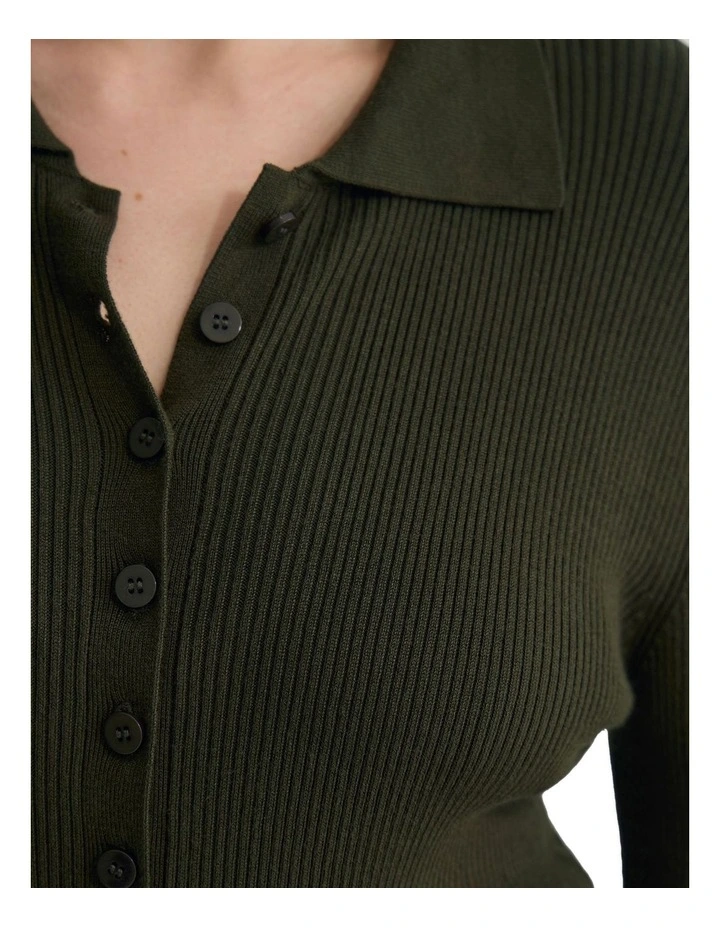 Onyx Ribbed Bodysuit in Olive image 6