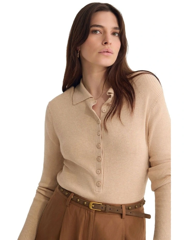 Onyx Ribbed Bodysuit in Caramel image 4
