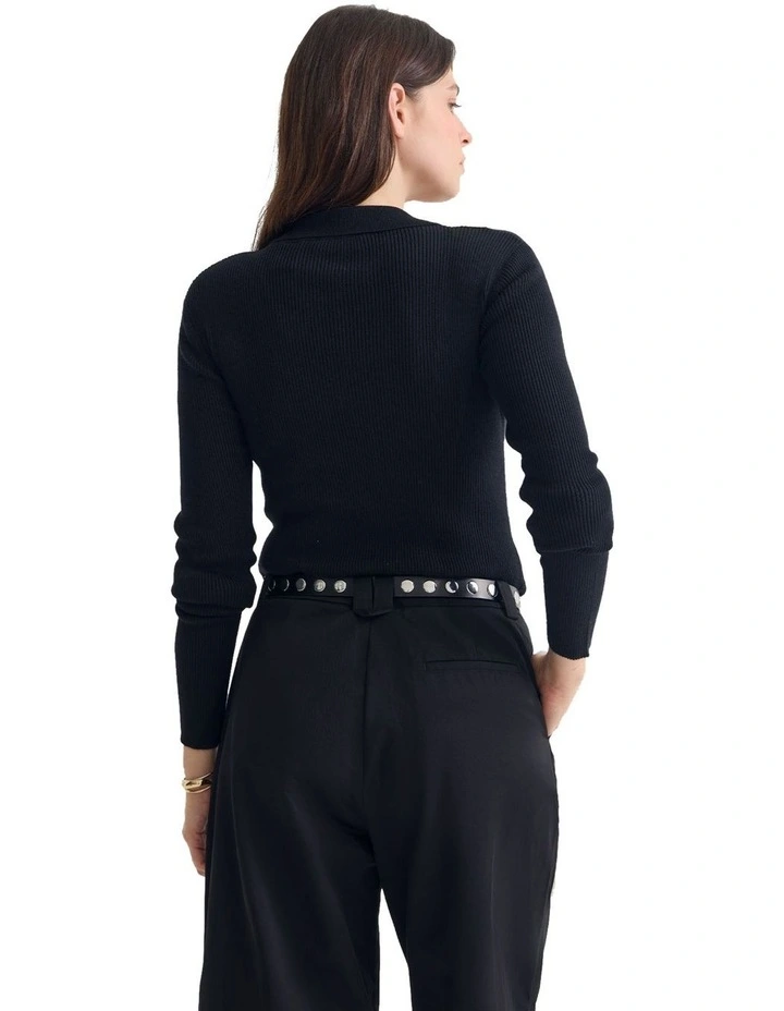 Onyx Ribbed Bodysuit in Black image 2