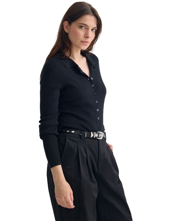 Onyx Ribbed Bodysuit in Black image 3