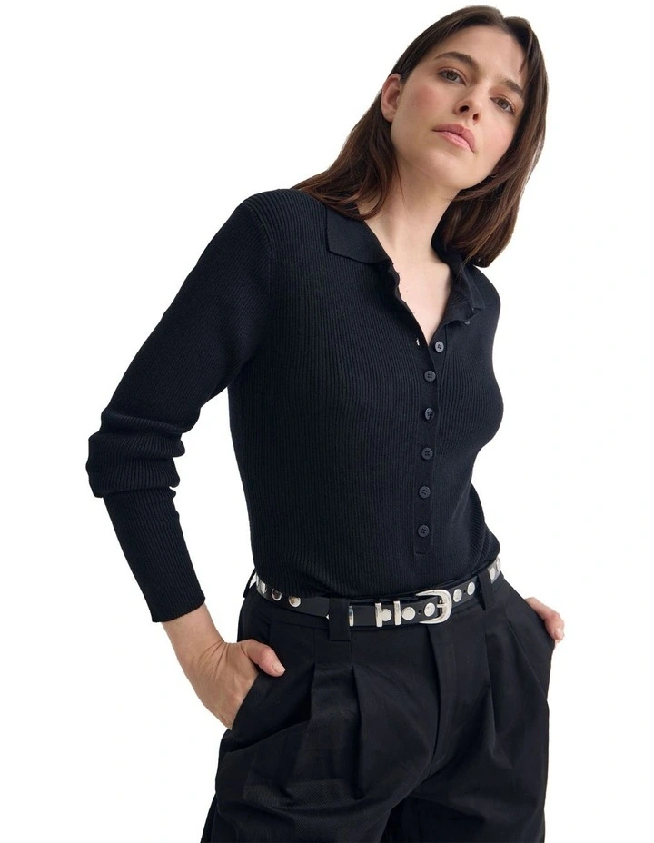 Onyx Ribbed Bodysuit in Black image 4