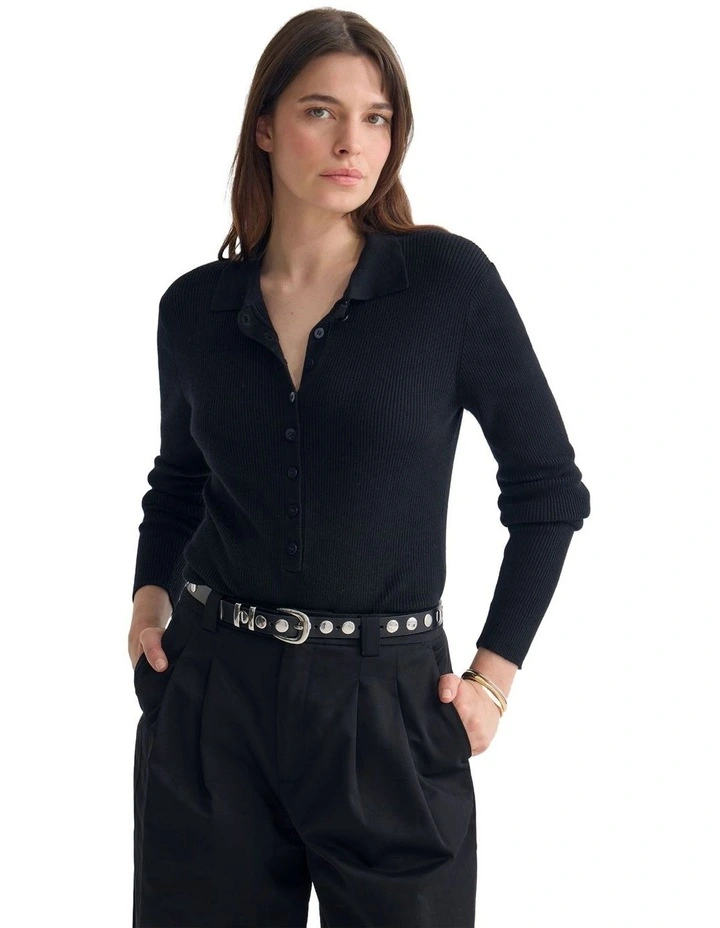 Onyx Ribbed Bodysuit in Black image 5
