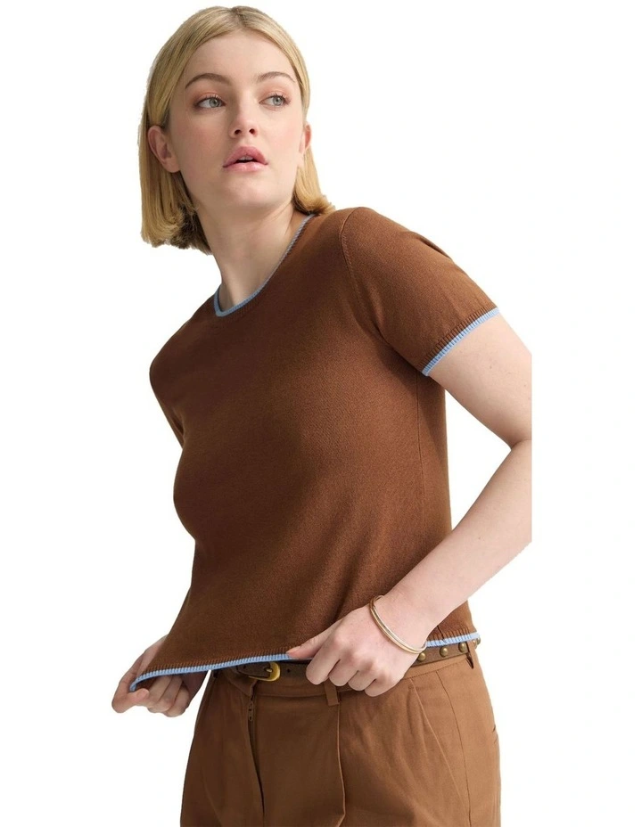 Indra Tipping Knit in Brown image 4