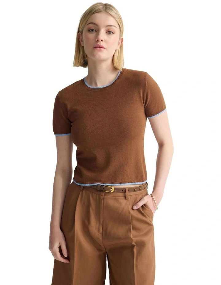 Indra Tipping Knit in Brown image 5