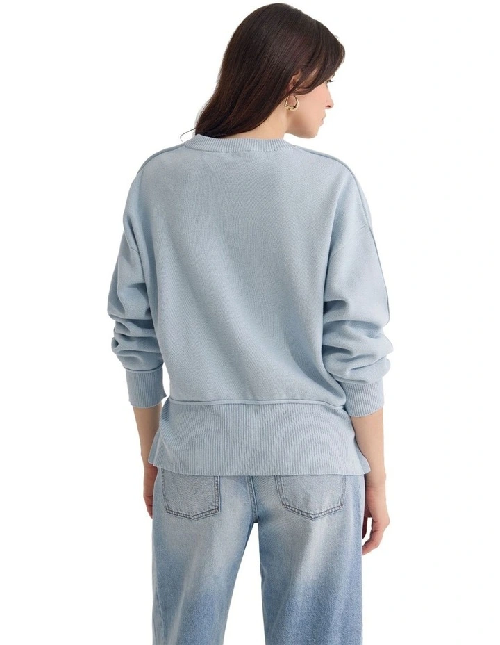 Colette Cotton Crew Neck Jumper in Sky image 2