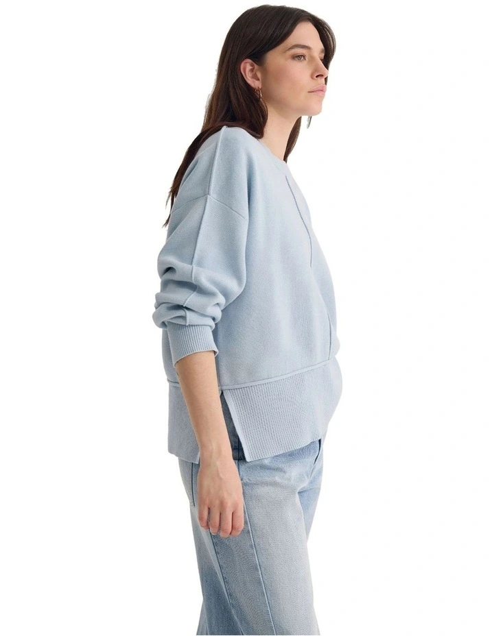 Colette Cotton Crew Neck Jumper in Sky image 3