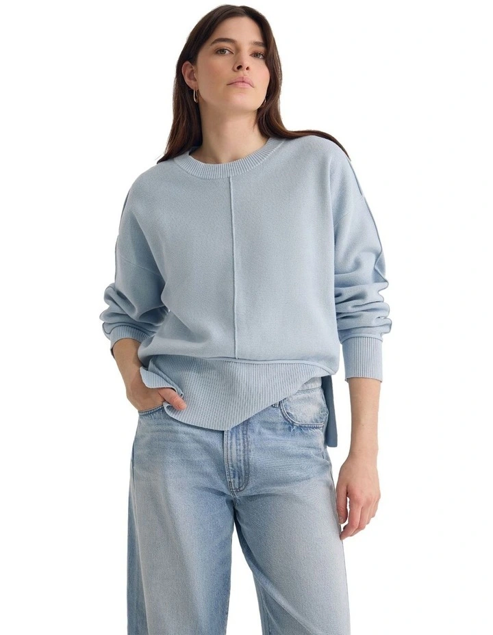 Colette Cotton Crew Neck Jumper in Sky image 4