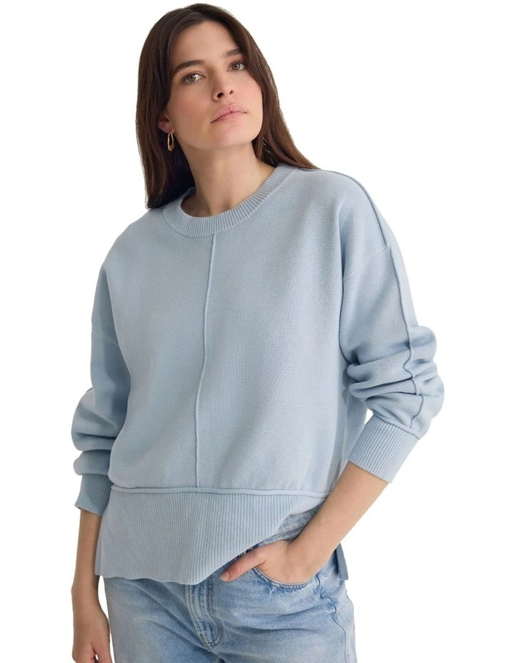 Colette Cotton Crew Neck Jumper in Sky image 7