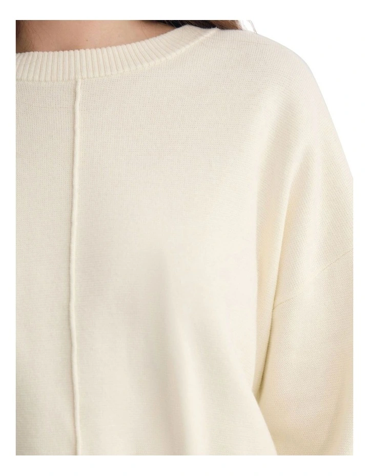 Colette Cotton Crew Neck Jumper in Ivory image 6