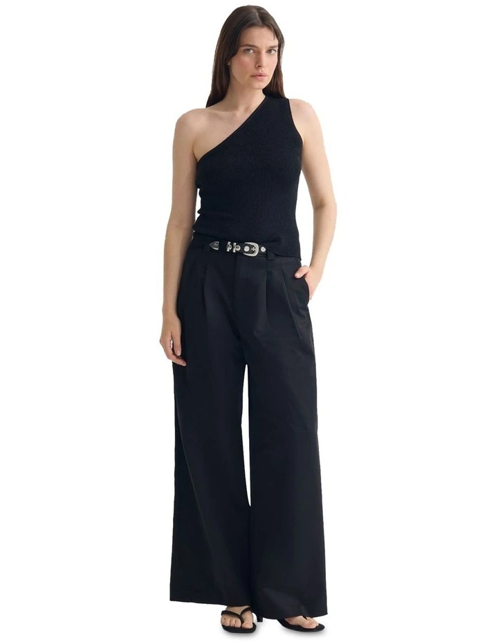 Lane One Shoulder Tank in Black image 1