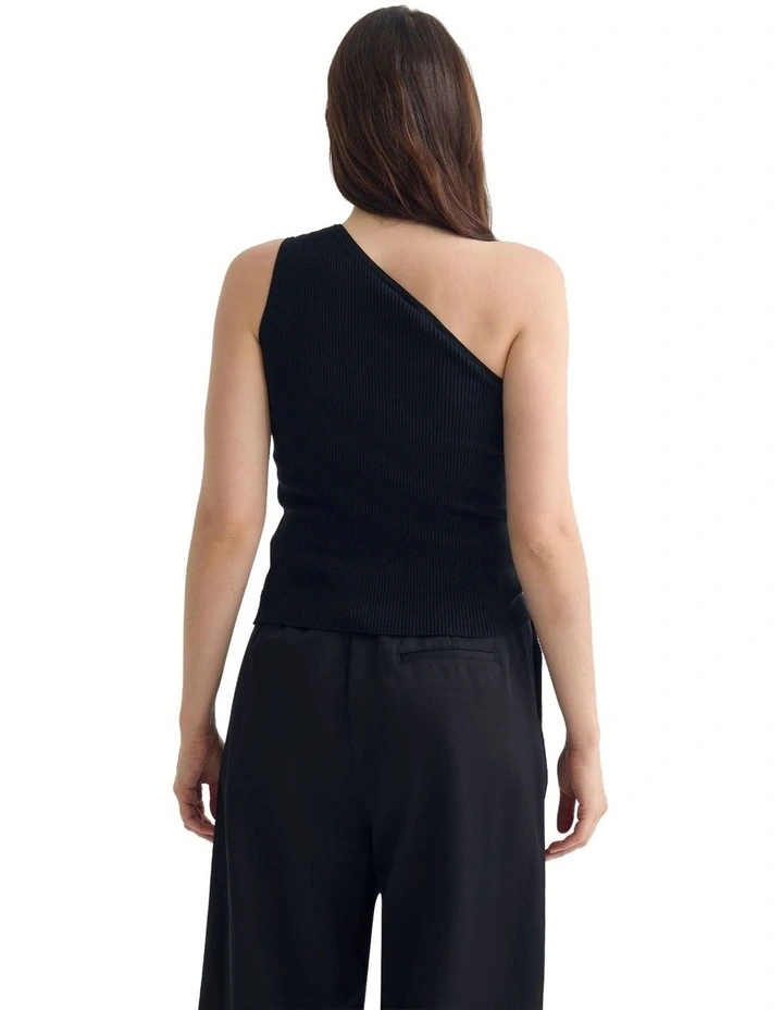 Lane One Shoulder Tank in Black image 2