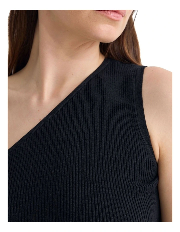 Lane One Shoulder Tank in Black image 6