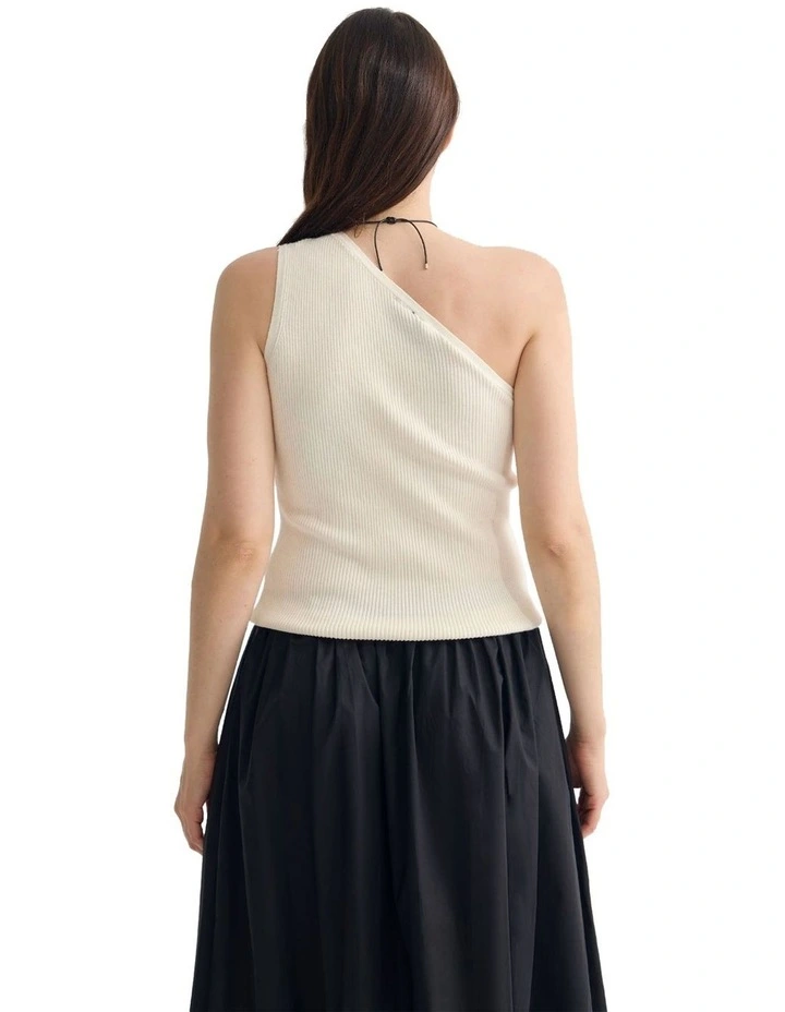 Lane One Shoulder Tank in Ivory image 2