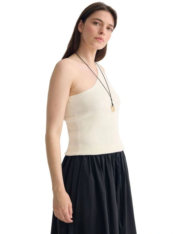 Lane One Shoulder Tank in Ivory image 3
