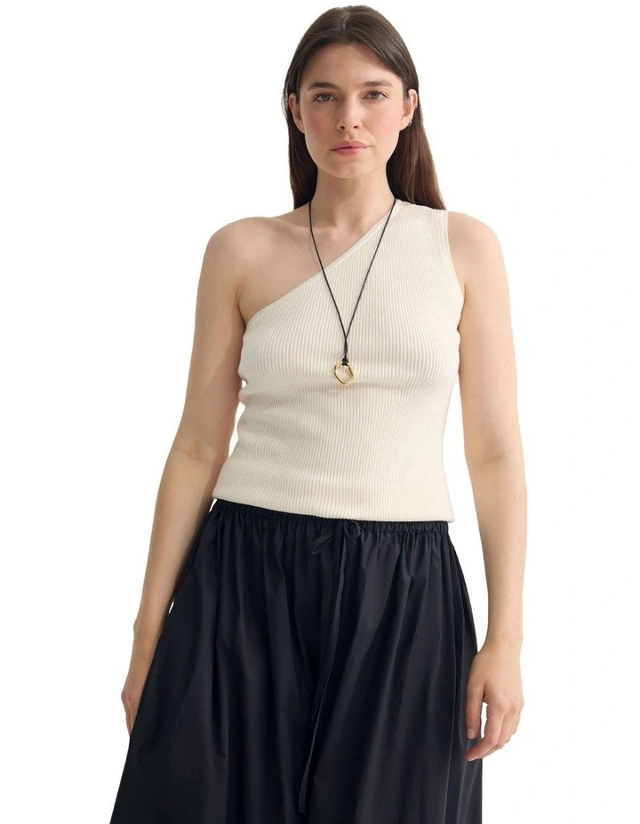 Lane One Shoulder Tank in Ivory image 5