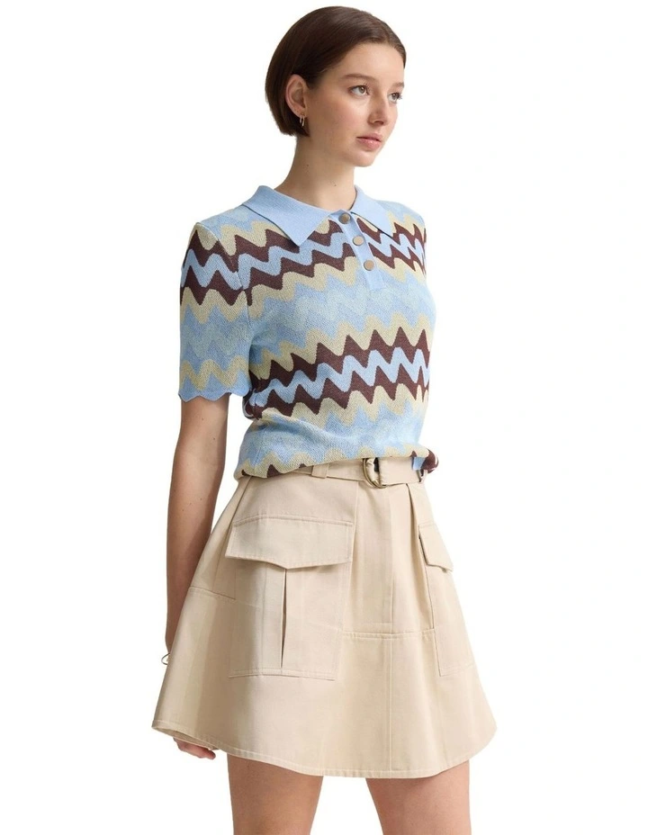 Ashley Knitted Polo in Blue image 3