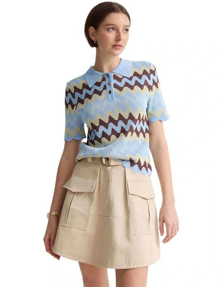 Ashley Knitted Polo in Blue image 5