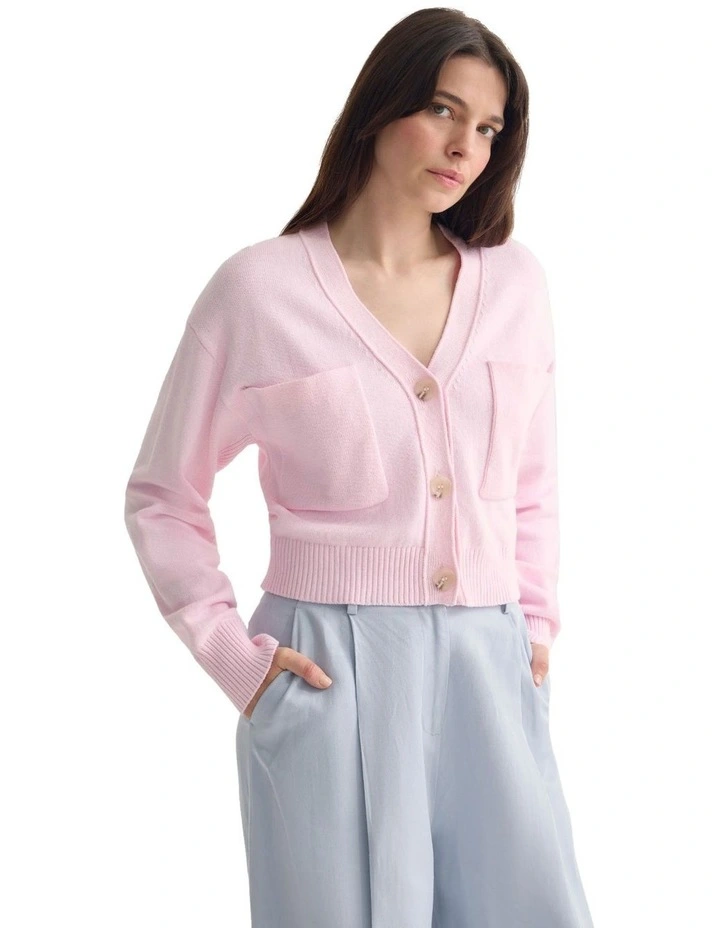 Sarah Cotton Cardigan in Pink image 3