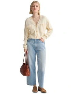 Sarah Cotton Cardigan in Stone
