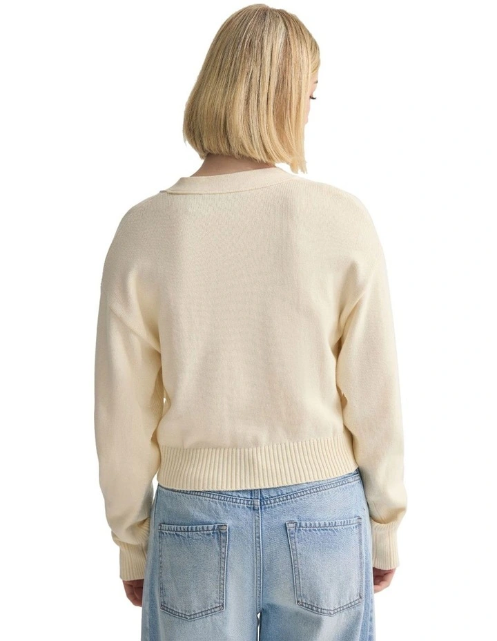 Sarah Cotton Cardigan in Stone image 2