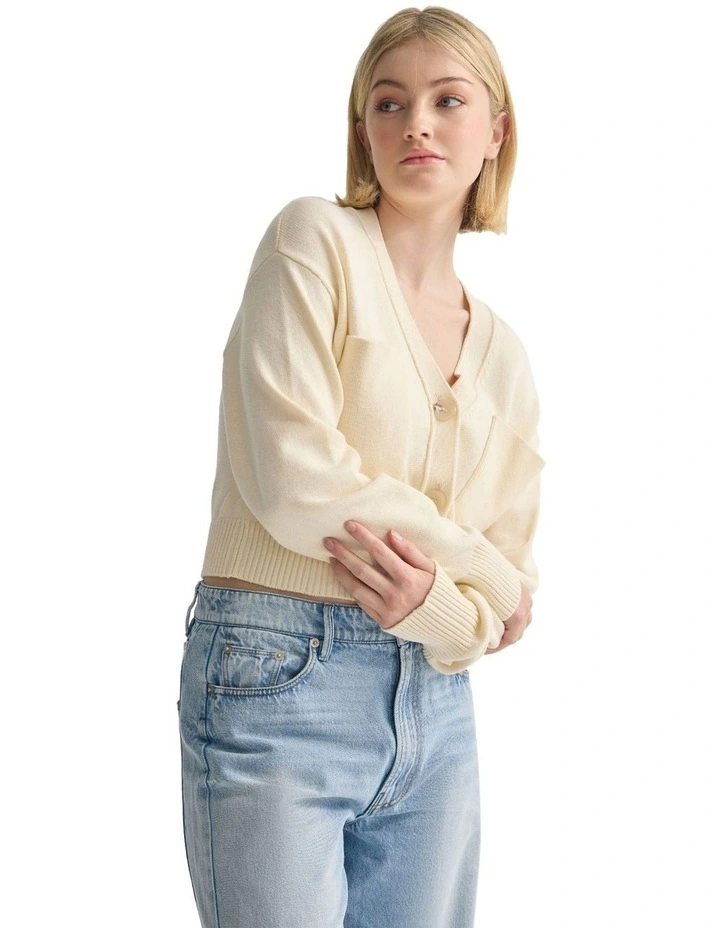 Sarah Cotton Cardigan in Stone image 3