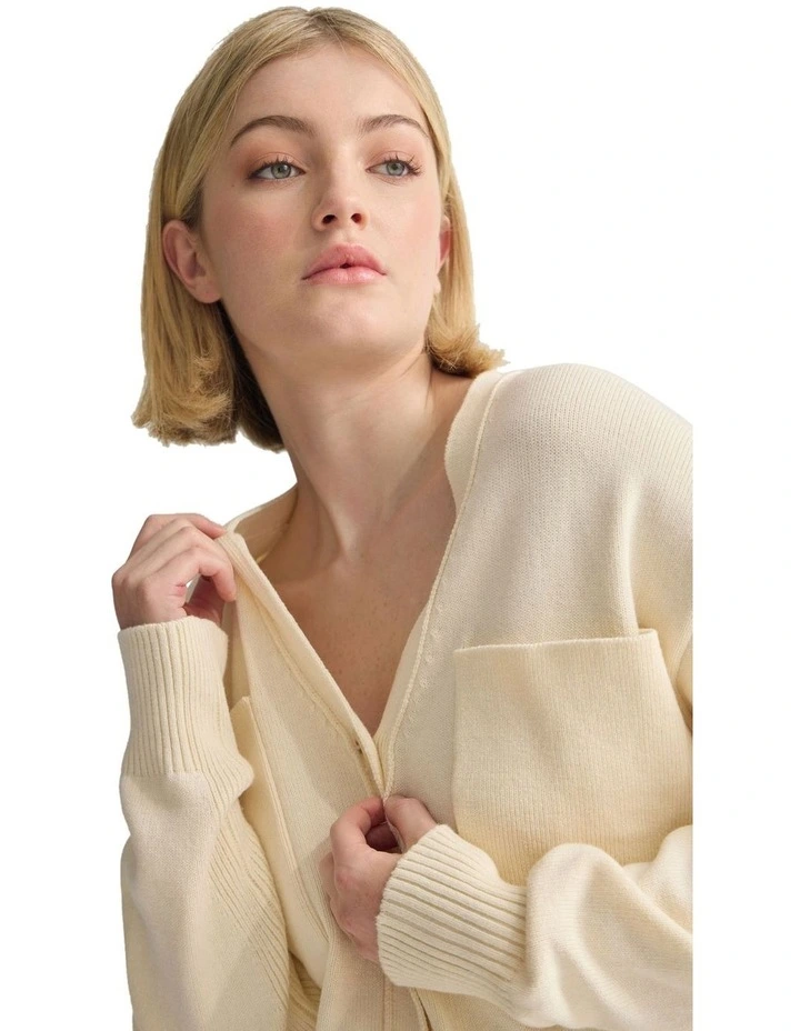 Sarah Cotton Cardigan in Stone image 4