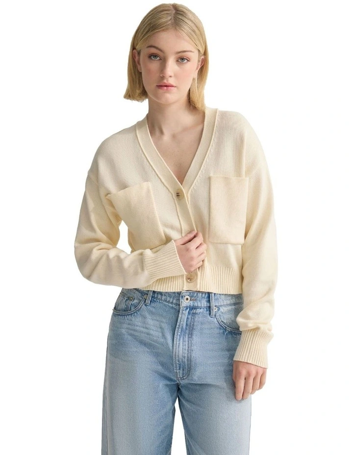 Sarah Cotton Cardigan in Stone image 5