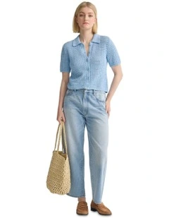 Imogen Crop Cardigan in Sky