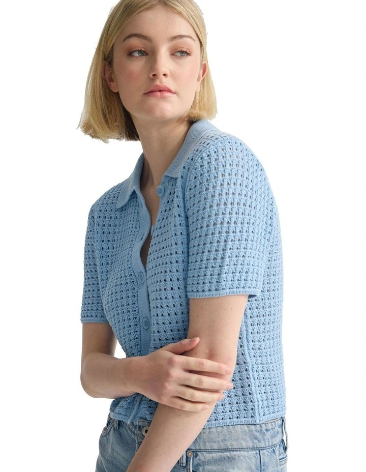 Imogen Crop Cardigan in Sky image 4