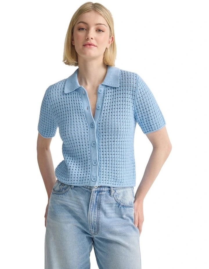 Imogen Crop Cardigan in Sky image 5