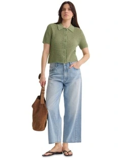 Imogen Crop Cardigan in Green