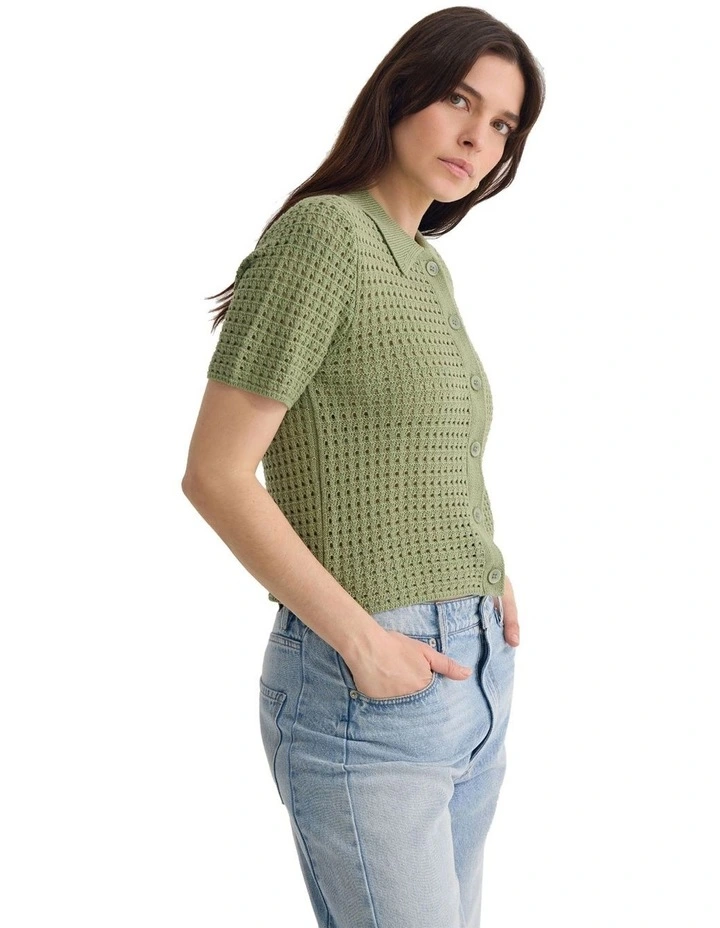 Imogen Crop Cardigan in Green image 3