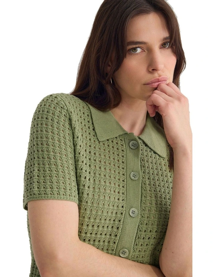 Imogen Crop Cardigan in Green image 4