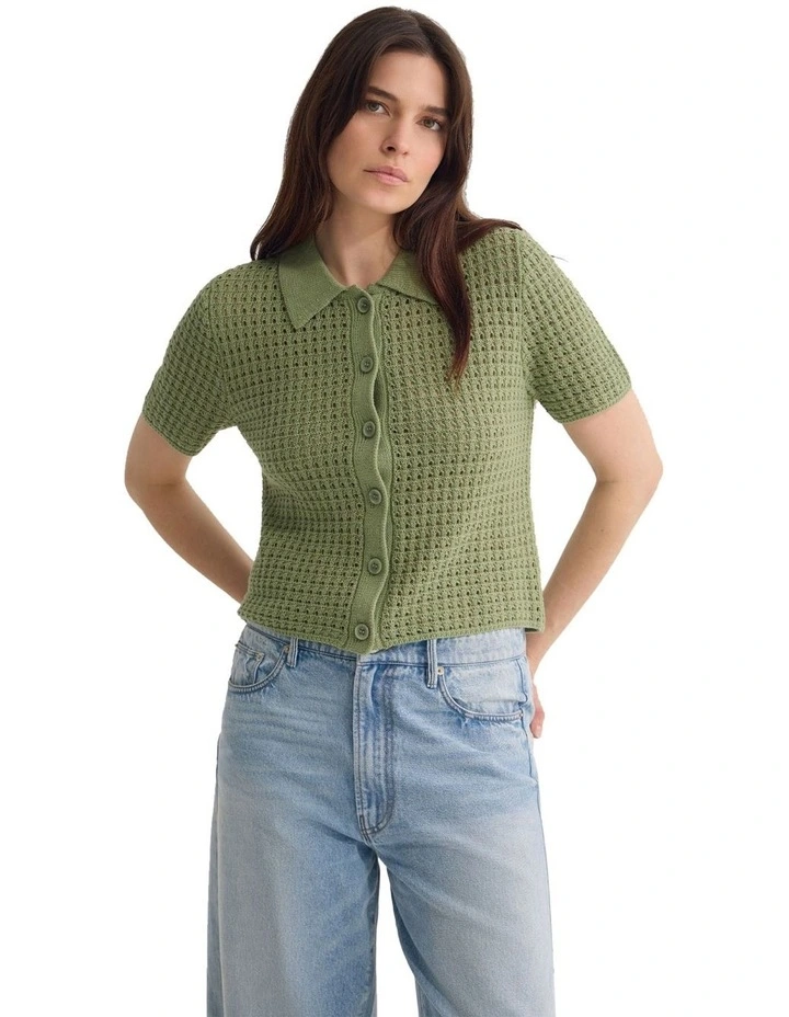 Imogen Crop Cardigan in Green image 5