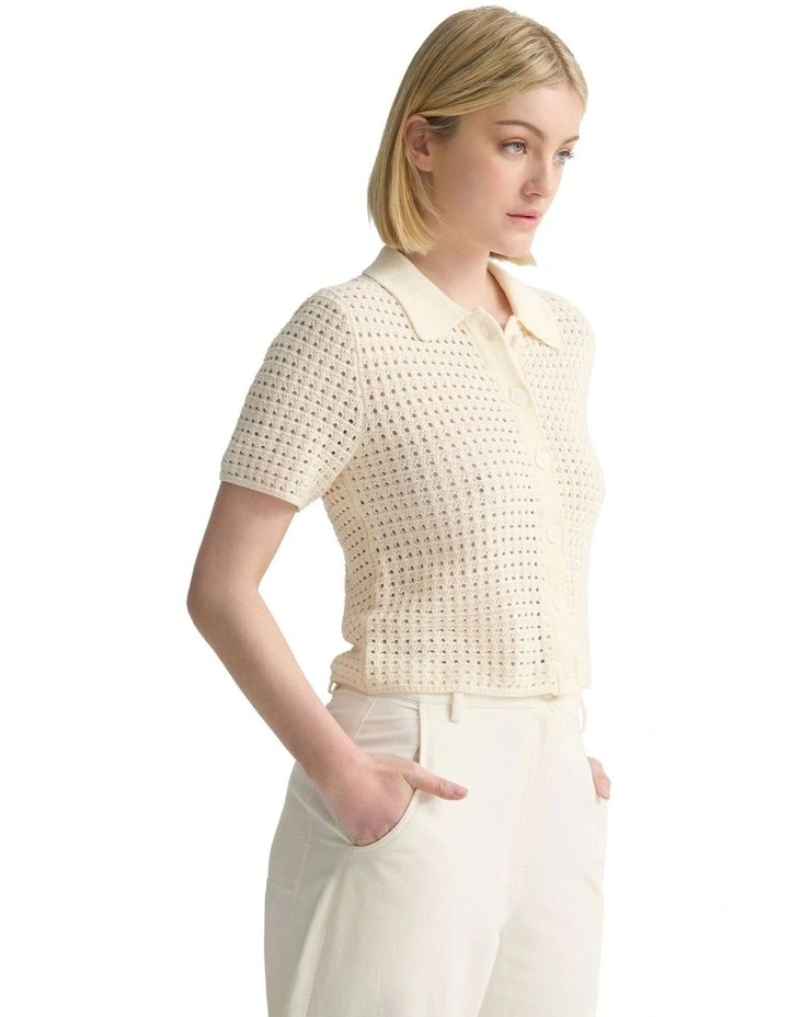 Imogen Crop Cardigan in Ivory image 3
