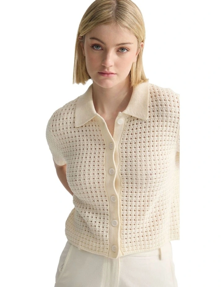 Imogen Crop Cardigan in Ivory image 4