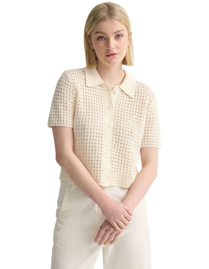Imogen Crop Cardigan in Ivory image 5