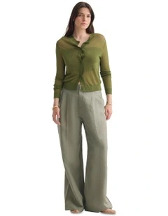 Celina Sheer Panel Cardigan in Olive