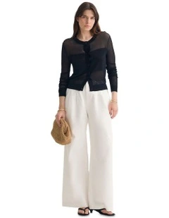 Celina Sheer Panel Cardigan in Black