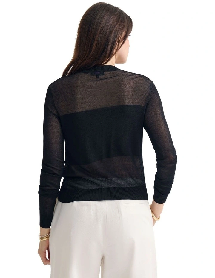 Celina Sheer Panel Cardigan in Black image 2