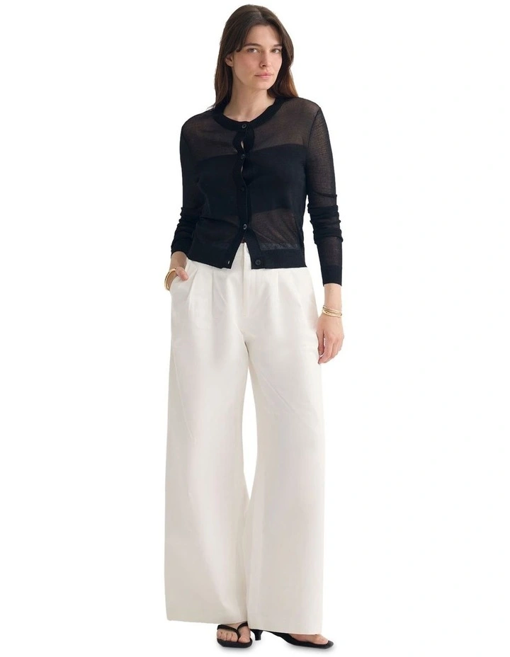 Celina Sheer Panel Cardigan in Black image 5