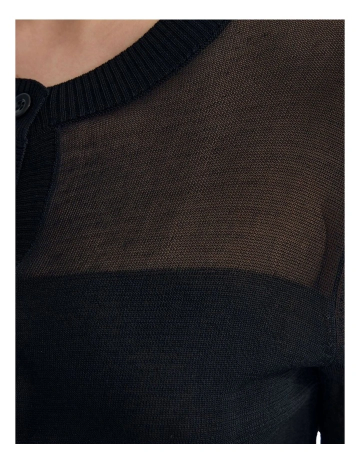 Celina Sheer Panel Cardigan in Black image 6