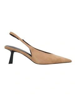 Roma Suede Sling Back Heel in Sand