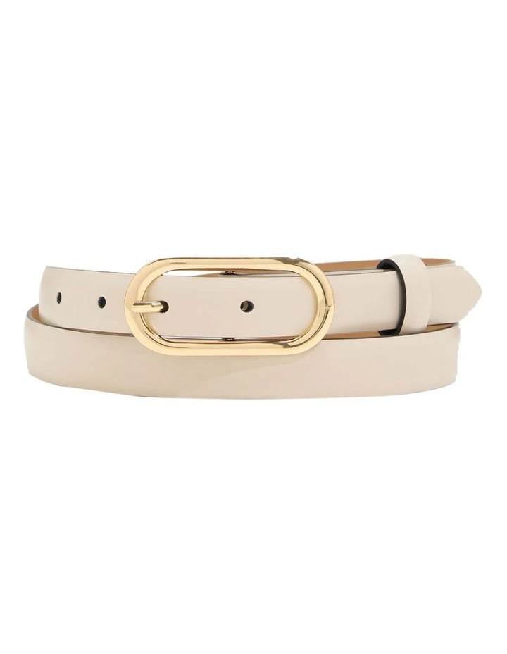 Sierra Leather Skinny Belt in Bone image 1