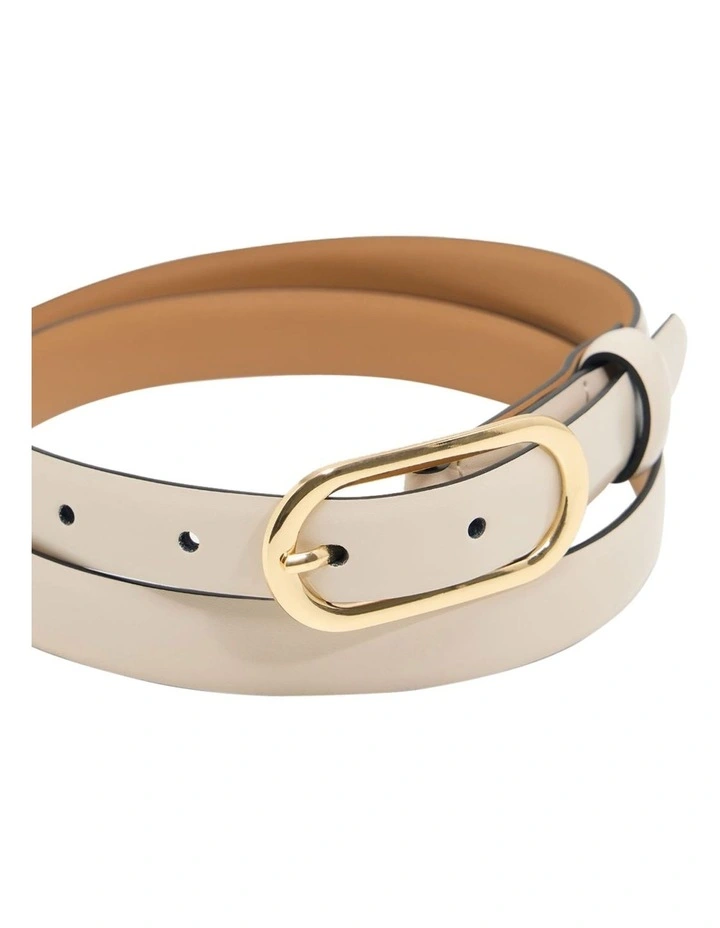 Sierra Leather Skinny Belt in Bone image 2