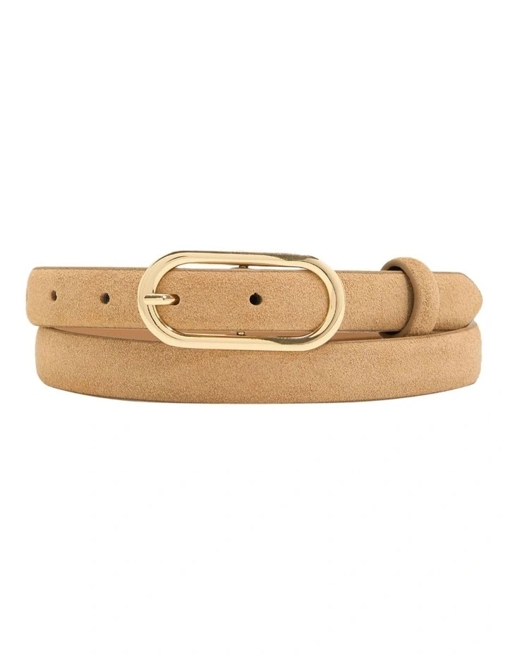 Sierra Leather Skinny Belt in Sand image 1